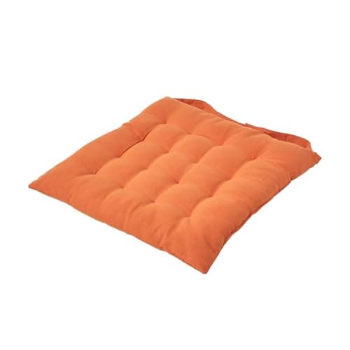 Image of HOMESCAPES - Seat Pad -Burnt Orange - 40 x 40 cm - Indoor - Garden - Dining - Chair Cushion - 100% Cotton - Well Filled - Easy Care - Washable At Home