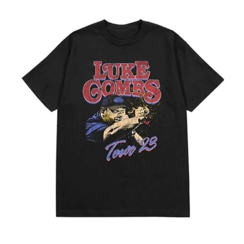 Image of Luke Combs Unisex Smashing Beer Tour 23 T-Shirt, Black, M