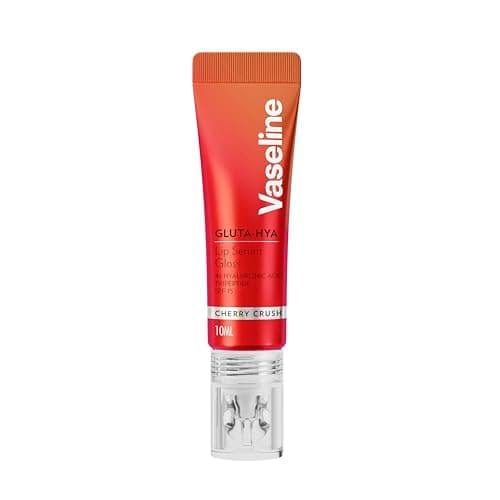 Image of Vaseline Gluta-Hya Cherry Crush Lip Gloss, Serum Lip Care with Hyaluronic Acid and GlutaGlow Technology, Tints, Plumps and Protects with SPF15 for Plump and Dewy Lips 10 ml