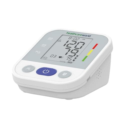 Image of Healthcare World Upper Arm Blood Pressure Monitors– Automatic Digital BP Machine with Large LCD Display, 22-40cm Cuff, Heart Rate & Hypertension Detection– Blood Pressure Machines for Home use