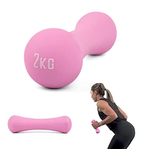 Image of Phoenix Fitness RY1558 Neoprene Dumbbell Weight for Home Exercise Men, Women and Kids Arm Hand Weights Pilates Dumbbells - Sold as Singles - 2KG, Pink