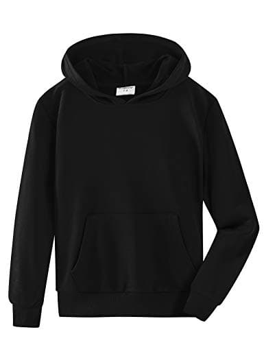 Image of Spring&Gege Youth Solid Pullover Sport Hoodies Soft Kids Hooded Sweatshirts for Boys and Girls size 11-12 Years Black