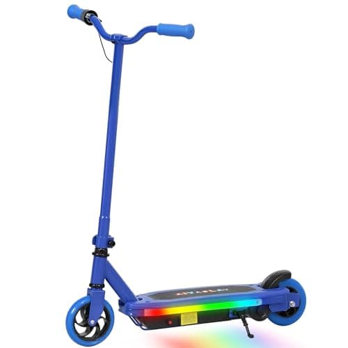 Image of AIYAPLAY Electric Scooter for Ages 6-14 Years, Electric Scooter with Colourful Light and Electric Brake, Up to 10km/h, Maximum Range 8km, Blue