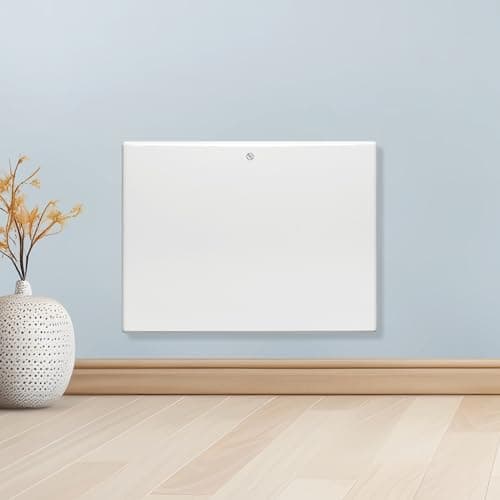 Image of Purus 600W White Electric Radiator Heaters for Home, Bathroom Safe Electric Heater Setback Timer Lot 20 & Advanced Thermostat Control Wall Mounted or Floor Standing Low Energy Panel Heater