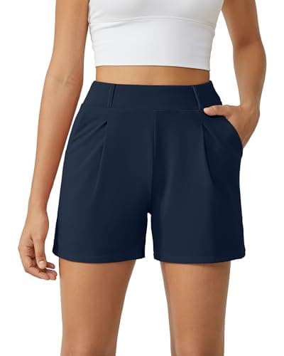 Image of G4Free Womens Shorts with Pockets Ladies Bermuda Shorts Dressy Summer Work Tailored Shorts(Navy, M)