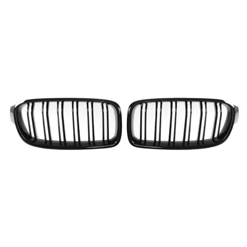 Image of Gravity Performance Front Double Slatted Grille Replacement Kidney Grill Radiator Cover Compatible with BMW 3 Series F30 F31 2012-2019 | Direct Fit, Gloss Black Upgrade, OEM Style Replacement