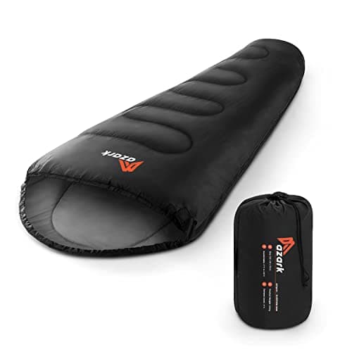 Image of azark Premium Single Sleeping Bag, 350GSM, Lightweight and Waterproof, 4 Seasons of Camping, Hiking and Outdoors, Sleeping bag for Adults & Kids (Black)