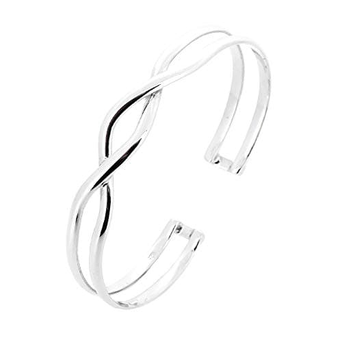 Image of Treasure Bay Gorgeous Handcrafted 925 Sterling Silver Bangle Bracelet for Women Girls - Adjustable Open Cuff Bracelet, Handmade