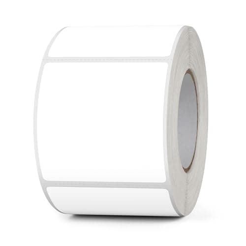Image of YIKIADA White Thermal Labels Vinyl 50 × 50 mm Direct Self-Adhesive Square Stickers Roll Waterproof Printer Decals Name Tag for QR Code DIY Office Address Pack of 500