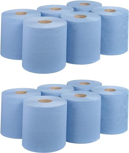 Image of Bargain Factory Blue CENTREFEED Rolls 2 PLY 12 Pack Paper Towels Hand Towel Tissue Premium Quality Wall Mounted Lockable Rolls 100m