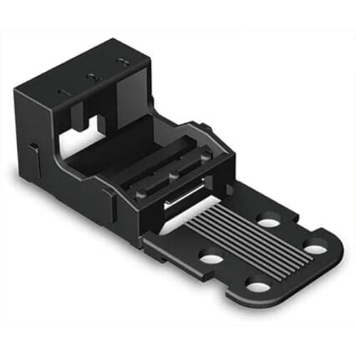 Image of WAGO Mounting carrier; for 3-conductor terminal blocks; 221 Series - 4 mm²; with snap-in mounting foot for horizontal mounting; black, 221-513/000-004 (10 pcs)