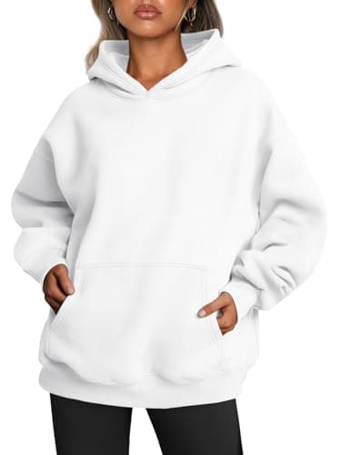 Image of Trendy Queen Womens Oversized Hoodies Fleece Sweatshirts Fall Fashion 2025 Pullover Sweaters Winter Clothes, White, XS