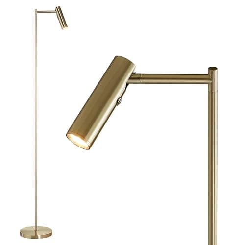 Image of National Lighting Dedicated Reader Floor Lamp Warm Brass – LED Light 4W 220LM Warm White Light with Dimmable 3-Stage Touch Button – Modern Standing Lamp for Bedroom, Lounge, Home & Office