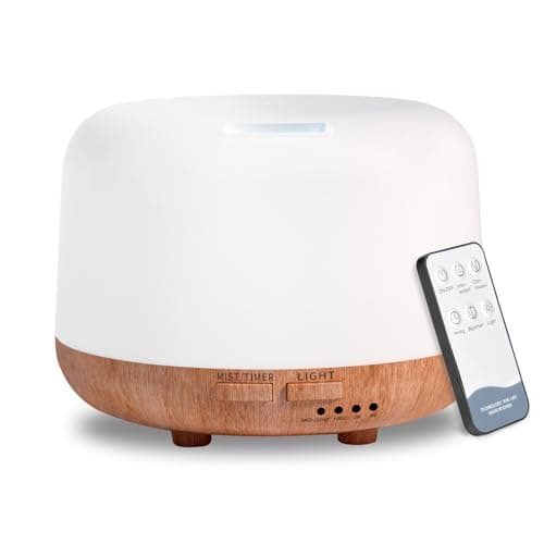 Image of 300ML Essential Oil Diffuser,Remote Control Aromatherapy Diffusers Humidifier with Adjustable Mist Mode & Waterless Auto-Off and 7 LED Light Colors for Bedroom,Office,Trip Yoga, SPA, Baby