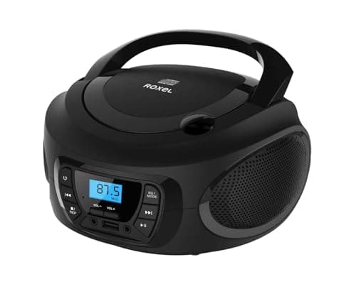 Image of Roxel RCD-S50BT Portable Boombox CD Player with FM Radio, BT Wireless Streaming, USB MP3 Playback, AUX In, and Dual Power Option