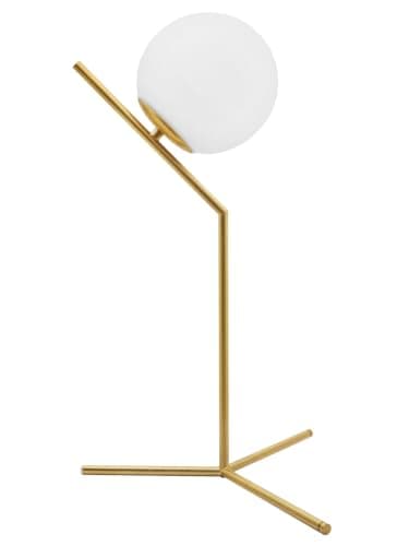 Image of Art Deco Opal Globe Table Lamp Brass Frosted Glass Ball Bedside Desk Lamp H3119