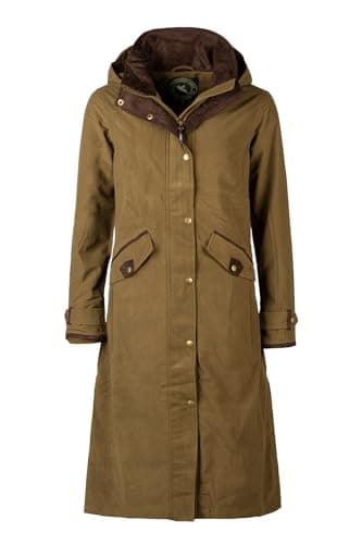 Image of Ladies Long Riding Coat Women's Equestrian Full Length Waterproof Jacket (UK, Numeric, 14, Regular, Regular, Light Khaki)