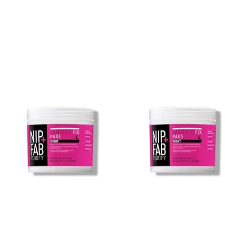 Image of Nip + Fab Saliyclic Fix Night Pads for Face with Hyaluronic Acid, Exfoliating Facial Pad BHA Exfoliant for Skin Hydration Acne Breakouts and Blemishes, 60 Pads, 80 ml (Pack of 2)