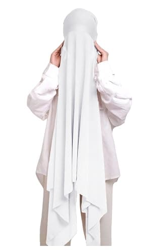 Image of Lina & Lily Muslim Chiffon Instant Hijab Head Scarf with Matching Tie Back Jersey Undercap (White)