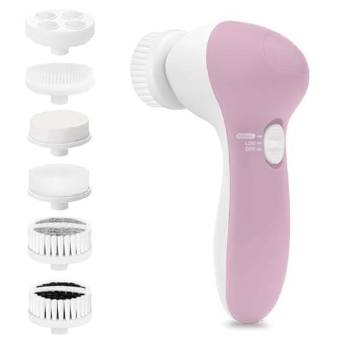 Image of Facial Cleansing Brush Face Scrubber: CLSEVXY Electric Face Spin Cleanser Brushes with 6 Brush Heads for Deep Cleansing, Gentle Exfoliating, Removing Blackhead, Massaging