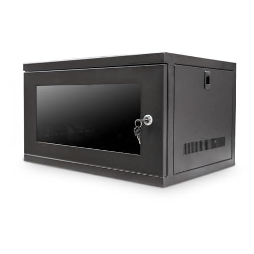 Image of Dynamode 6U 19-Inch Wall Mounted Server Rack Cabinet – 400mm Deep Data Network Cabinet – Lockable Glass Door, Removable Side Panels, Front & Rear Mounting Rails – Black