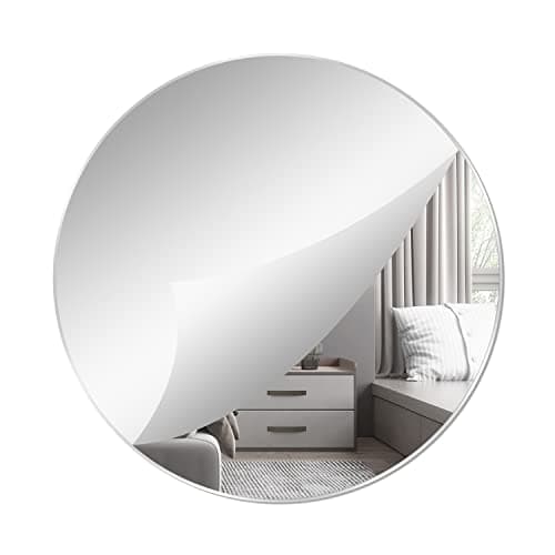 Image of TSKDKIT Round Wall Mirror Self Adhesive Large Non Glass Mirror Large Acrylic Mirror Tiles Mirror Disc 30cm Circle Mirror Sticker Decorative Mirror for Bathroom, Bedroom, Door etc(1pcs)