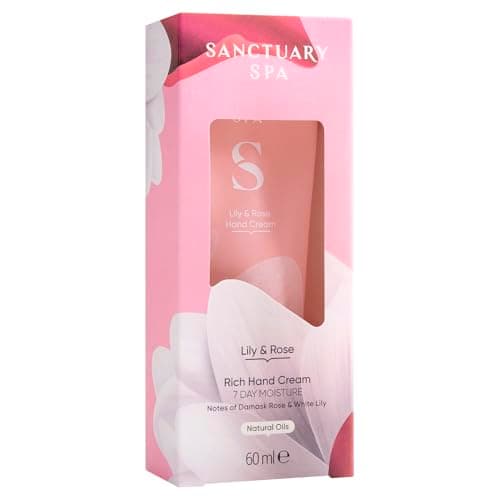 Image of Sanctuary Spa Lily & Rose Rich Hand Cream, Moisturiser, Body Cream, Vegan and Cruelty Free 60ml