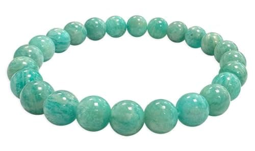 Image of TENET CRIGEMA Genuine Natural Stone Ball Bracelet, 6 mm, Stone, Amazonite