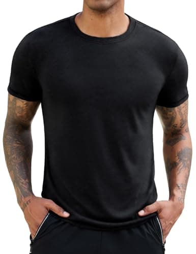 Image of Lonya Men's t-Shirts Crew Neck Short Sleeve Soft Tops Fashion Tshirt Casual Breathable Sports Business Classic Fit Tee Shirt Black,XL