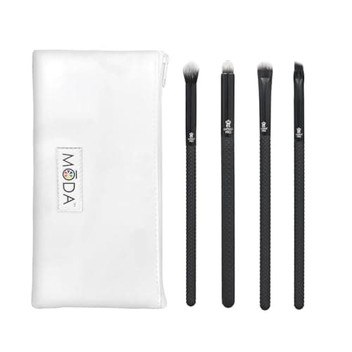 Image of MODA Royal & Langnickel Full Size Pro Bold Eye 5pc Makeup Brush Set with Pouch, Includes, Crease, Smokey Eye, Smudger and Line Brushes, Black, BMX-BEK5