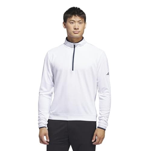 Image of adidas mens Lightweight Half-zip Top, White, M