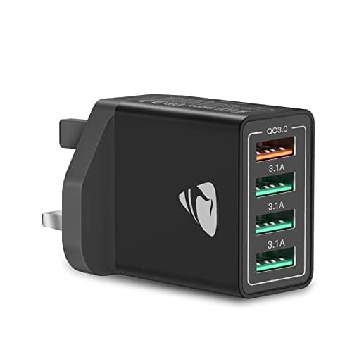 Image of USB Plug Fast Charger, XUDUO 4-Port Multi Charger Plug UK Multiple Wall Charging Adapter 33W QC 3.0 Plug, Multiport Mains Power Adaptor for iPhone 16 15 14 13 12 11 Pro Max XR XS 8 Plus iPad Samsung