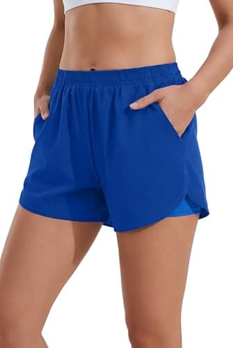 Image of Ekouaer Womens Swim Board Shorts Boxer Liner Beach Swimming Bottoms Tummy Control High Waisted Briefs with Pockets Royal Blue M