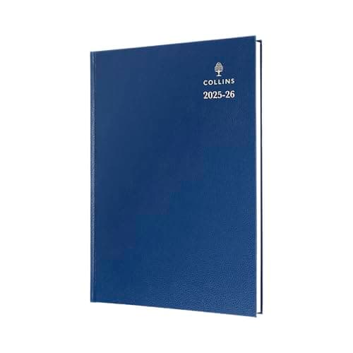 Image of Collins 'Desk' 13 Month Mid/Academic Year Planner, July 2025-July 2026-52M.60-2526 -Day-to-Page Appointments Diary, A5 Hard Cover, Blue