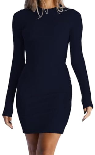 Image of LACOZY Fall Long Sleeve Dresses Women Bodycon Midi Dresses Black Sexy Slim Fit Party Mini Dresses 2025 Fashion Clothing Black S