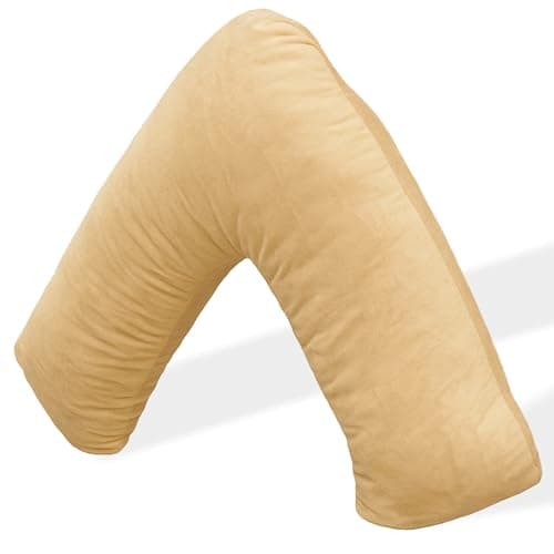 Image of Aamira Shredded Memory Foam V Pillow, Orthopaedic Cream V Shaped Pillow for Head, Neck & Back Support, Comfortable V Pillow with Pillowcase for Posture and Washable Velvet Cover
