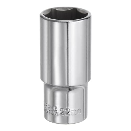 Image of sourcing map 6-Point Socket 3/8" Drive 22mm Deep 2.52" Length 45# Steel Metric Square Drive Sockets Polishing Chromed Sockets for Car Repair Mechanical Maintenance Home Use