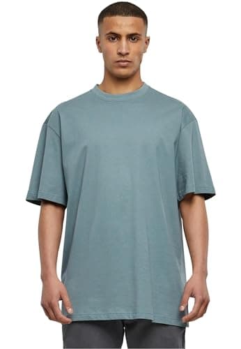 Image of URBAN CLASSICS Men's Basic Crew Neck Tall Tee, Oversized Short Sleeves T-Shirt with Dropped Shoulders, 100% Jersey Cotton, in dusty blue, XXL