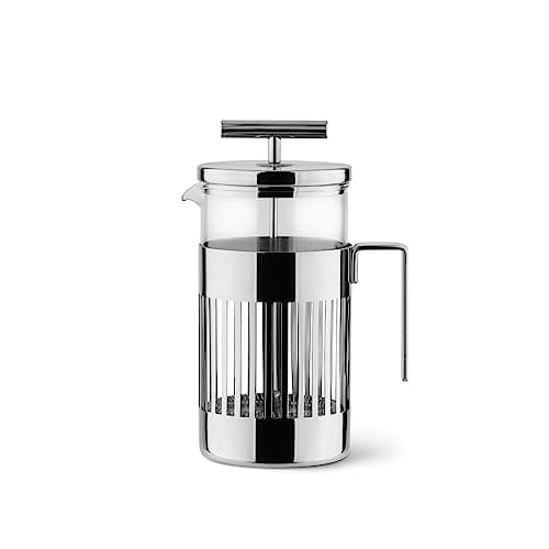 Image of Alessi 9094/8 - Press Filter Coffee Maker or Infuser in 18/10 Stainless Steel Mirror Polished and Heat Resistant Glass, 8 Cups