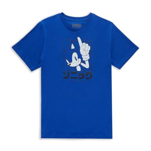 Image of Sonic The Hedgehog Sonic Katakana Men's T-Shirt - Blue M