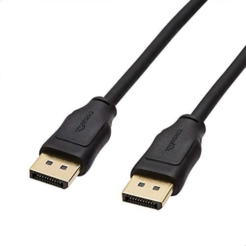 Image of Amazon Basics DisplayPort 1.2 Cable, 21.6Gbps High-Speed, 4K@60Hz, 2K@165Hz, Gold-Plated Plugs, 1.8 m, Black