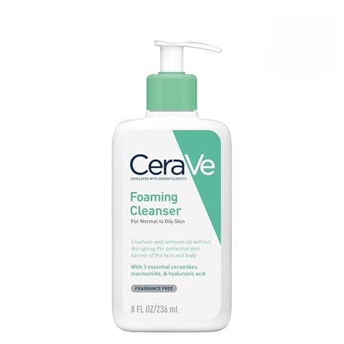 Image of CeraVe Foaming Cleanser Face Wash for Normal to Oily Skin, with Niacinamide & 3 Essential Ceramides, Gentle Fragrance-Free, Non-Comedogenic, Dermatologist Developed Daily Cleanser, 236ml