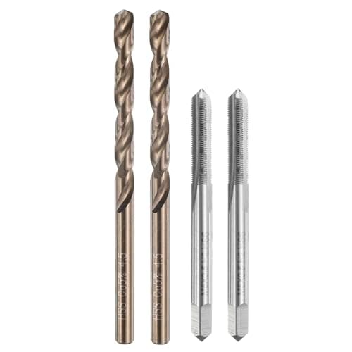 Image of sourcing map Tap and Drill Bit Set, 2pcs M5 x 0.5 Metric Straight Flute Thread Screw Taps & 2pcs 4.5mm Twist Drill Bits, Uncoated/Roasted Yellow HSS-6542/M35 HSS-CO Tapping Threading Tool