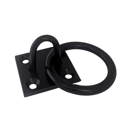 Image of Steel Ring on Plate Anchor Point | Heavy-Duty Hook Loop Bracket for Chain, Gate, Fence, Wall, Ceiling, Swing, Rope & Suspension | Durable M6 Fixing Holes for Secure Mounting Indoors & Outdoors