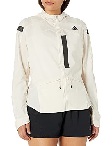 Image of adidas Women's Standard Marathon Translucent Jacket, Wonder White/Black, Large