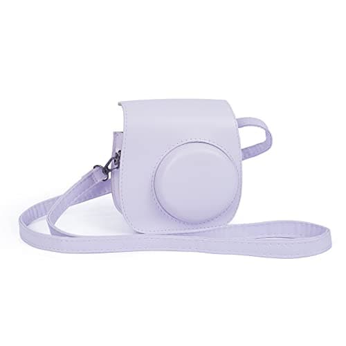 Image of Riosin Instant Mini 12 Protective Case for Fujifilm Instax Mini 12/11 Camera,Premium Leather Camera Bag Cover with Pocket and Removable&Adjustable Strap (Lilac Purple)