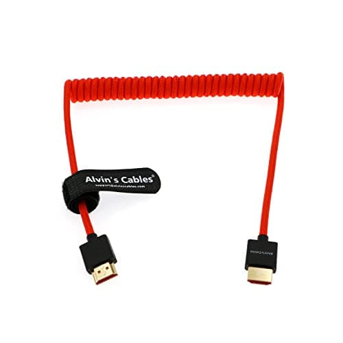 Image of Alvin’s Cables 8K 2.1 Full HDMI Braided Coiled-Cable for Atomos Ninja-V 4K-60P Record from Z-CAM for Canon-C70, for Sony A7S3,A9,A74(18 to 28 Inch)