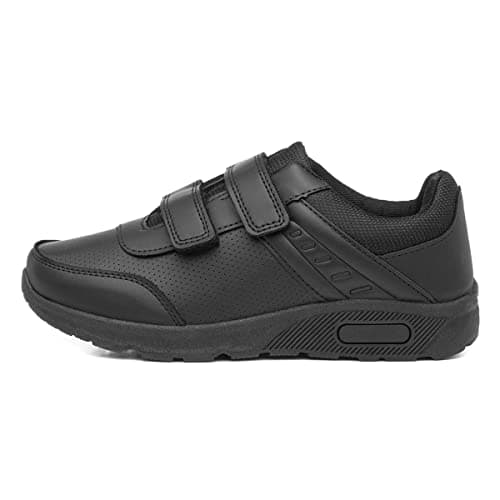Image of Boys Easy Fasten Black Trainer - Size 5 UK - Black