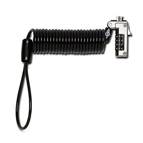 Image of Kensington Slim NanoSaver Portable Combination Lock, Lockhead Security Protection with Self-Coiling Carbon Steel Cable, Pivoting Anti Theft Tether for Laptops & Devices (K60627WW)