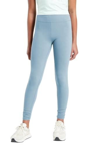Image of Haloumoning Leggings Girls Yoga Trousers Plain Jogging Bottoms Running Sports Training Pants Basic Elastic Opaque Trouser for Children, lightblue, 7-8 Years